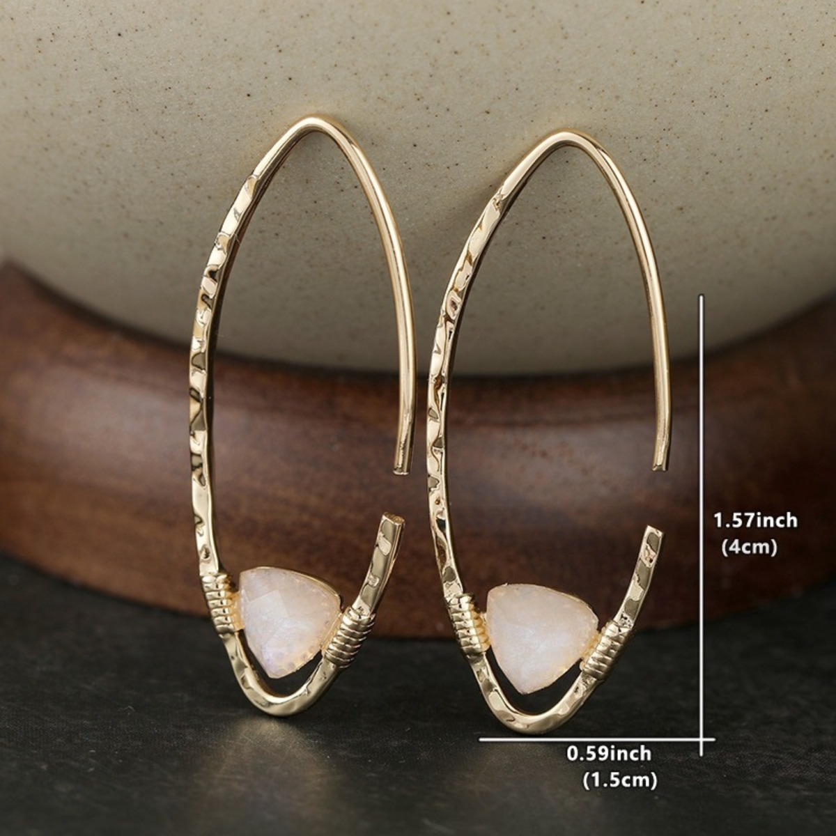 Hand-Hammered Plated Open Teardrop Cuff Earrings, Elegant